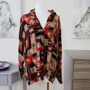 Vintage STUNT SILK 90's button-down blouse size S